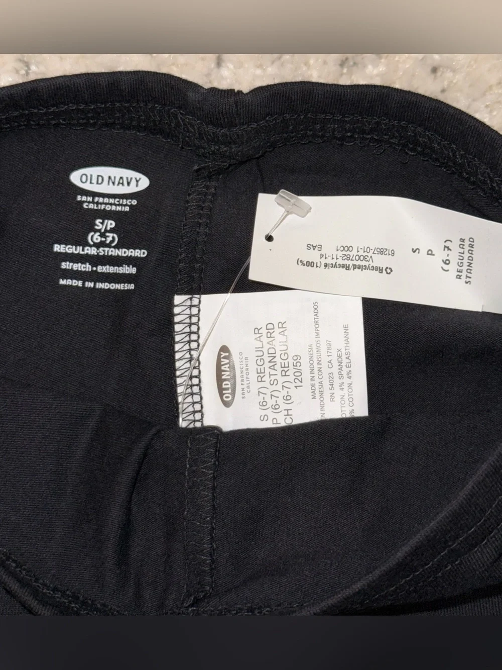 NWT Old Navy Girls Black Capri Leggings S Small 6-7 Stretch Cotton Basic